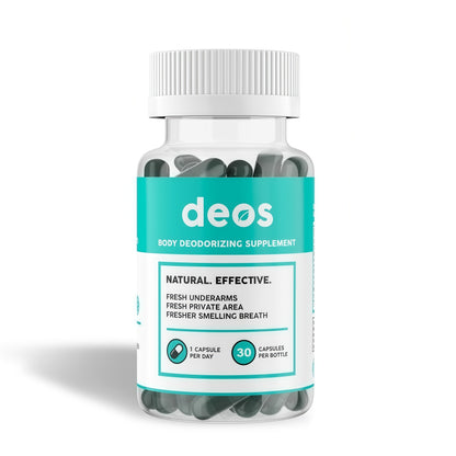 DEOS Internal Deodorant Supplement – Full Body Deodorizer for Gut Health, Skin Health, Detox & Digestion Support – Natural Odor Control Chlorophyll Pills | 30 Capsules